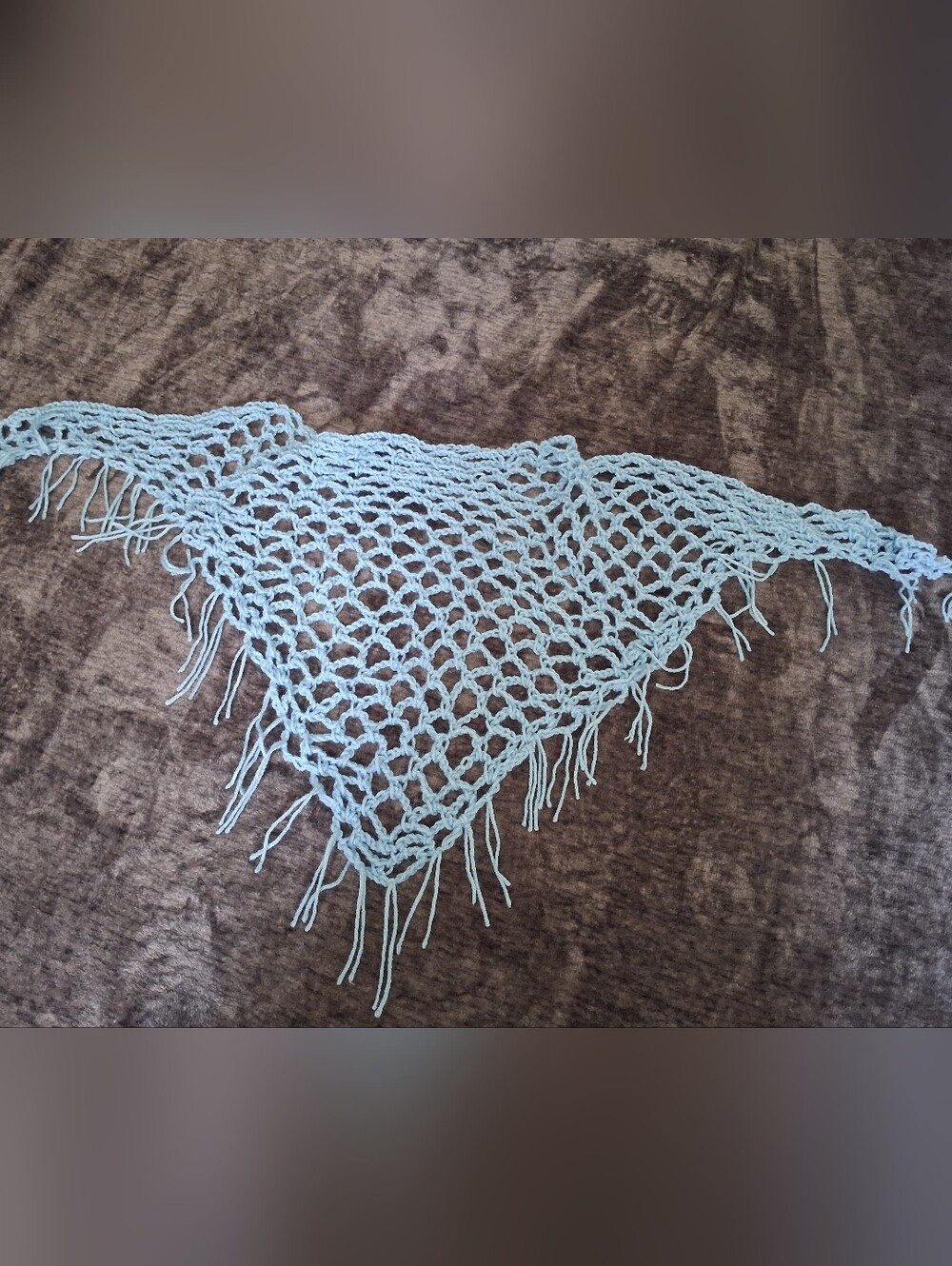 New Handmade Crocheted Blue Multipurpose Scarf, Shawl, Wrap- Fringe-One Size
